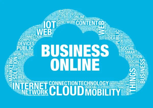 Business Online Cloud Computing Vektor Wordcloud Konzept Illustration — Stockvektor