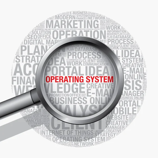 Operating System in word cloud computing concept vector illustration — Stock Vector