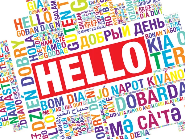 Word Hello in many languages vector word cloud concept illustration — Stock Vector
