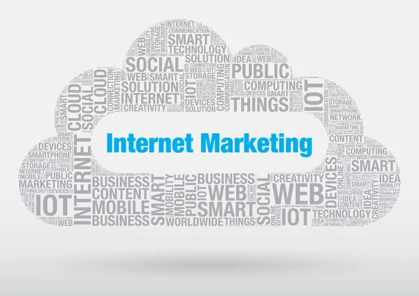 Internet Marketing palabra nube tecnología vector concepto ilustración — Archivo Imágenes Vectoriales