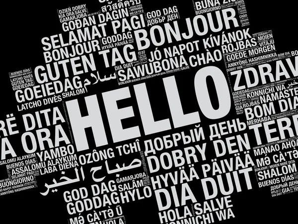 Word Hello in many languages vector word cloud concept illustration — Stock Vector