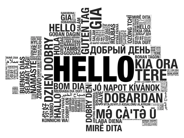 Word Hello in many languages vector word cloud concept illustration — Stock Vector