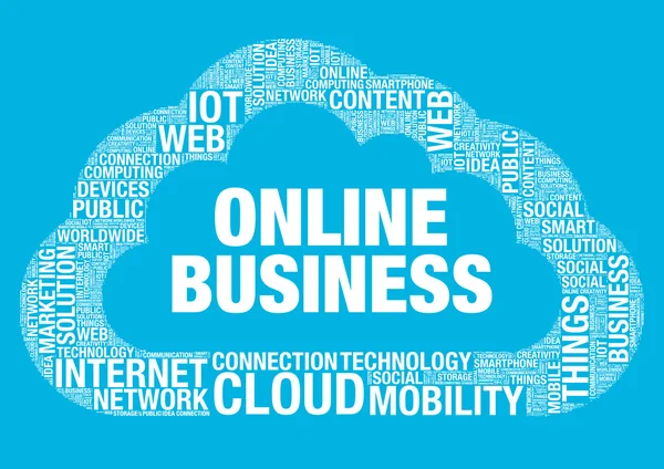 Business online cloud computing-vectorillustratie wordcloud concept — Stockvector