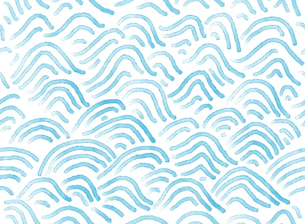 无缝水彩抽象波浪图案手绘背景 — 图库照片