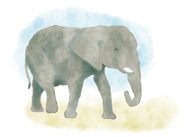 Suluboya fil el illüstrasyon hayvanlar koleksiyonundan boyalı