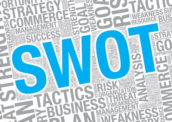 SWOT analýza slovo cloud business vektorové šablona prezentace — Stockový vektor