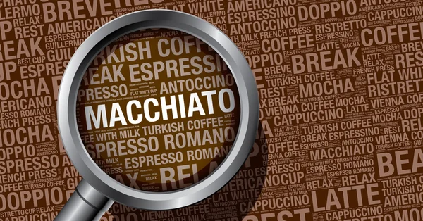 Macchiato café palabra nube concepto vector diseño plantilla — Vector de stock