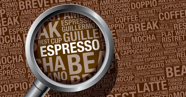 Šablona návrhu espresso kávy slovo cloud koncepce vektor — Stockový vektor