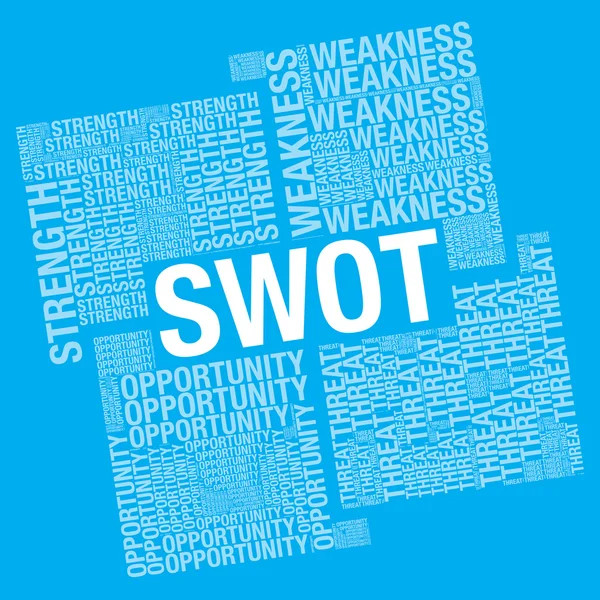 SWOT analyse mot cloud business vecteur présentation modèle — Image vectorielle