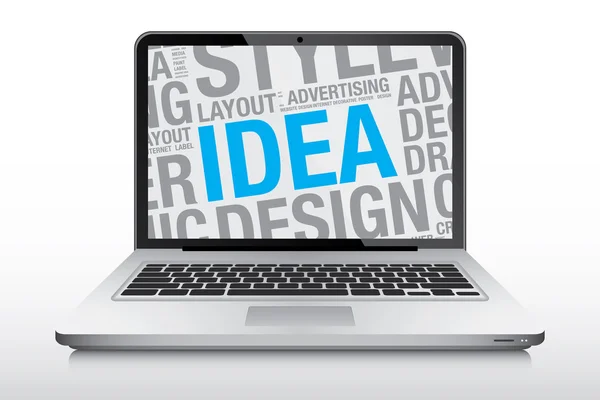 Idea design concept on laptop screen vector illustration — Stock Vector