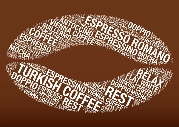 Coffee bean met word cloud vectorillustratie — Stockvector