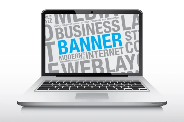 Conceito de banner na ilustração do vetor da tela do laptop — Vetor de Stock