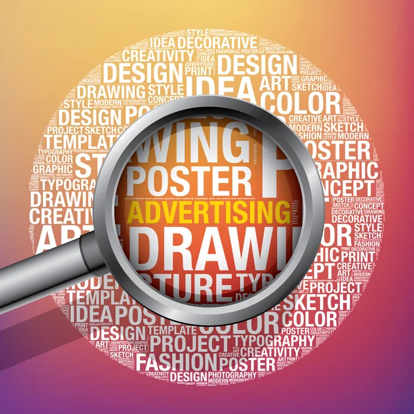 Publicidad en diseño palabra nube concepto de creatividad vector ilustración — Vector de stock