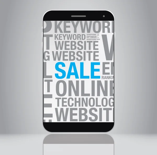 Verkaufskonzept auf Smartphone-Bildschirm-Vektor-Illustration — Stockvektor