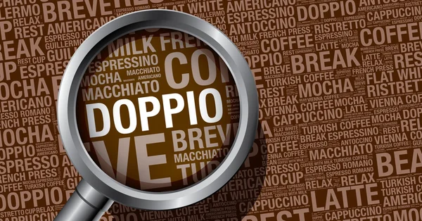 Doppio koffie word cloud concept vector ontwerpsjabloon — Stockvector