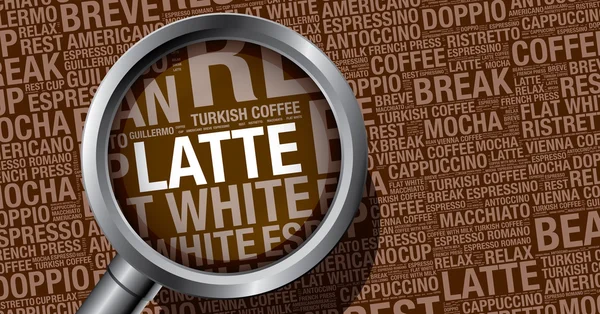 Latte coffee word cloud concept modello di design vettoriale — Vettoriale Stock