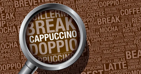 Šablona návrhu cappuccino káva slovo cloud koncepce vektor — Stockový vektor