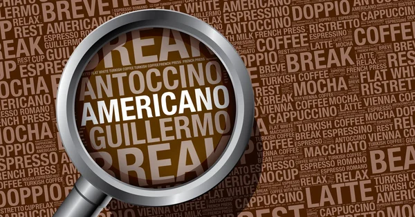 Americano café palavra nuvem conceito vetor modelo de design — Vetor de Stock