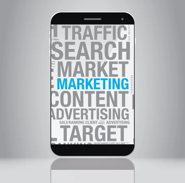 Marketingconcept van het Internet op smartphone scherm vectorillustratie — Stockvector