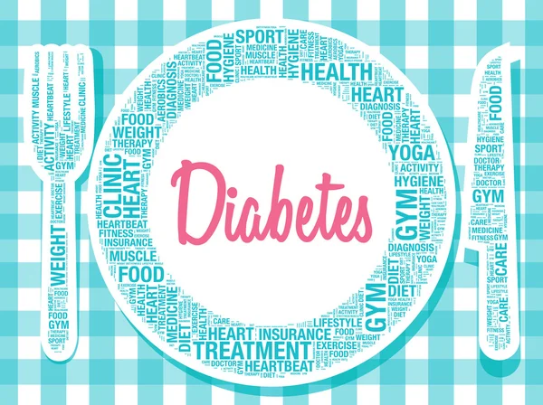 Diabetes dieta en plato alimentación saludable concepto vector ilustración — Vector de stock