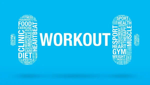 Workout word in dumbbell fitness concept vector illustration — Stock Vector