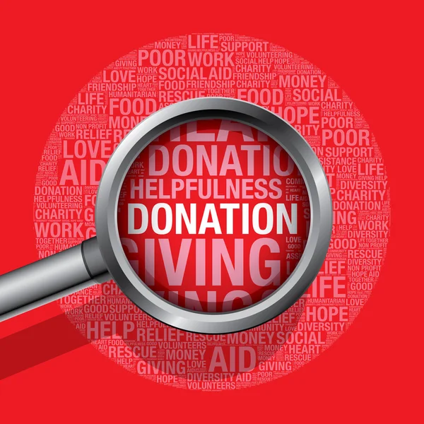 Doação em caridade nuvem de palavras ajuda conceito vetor ilustração — Vetor de Stock