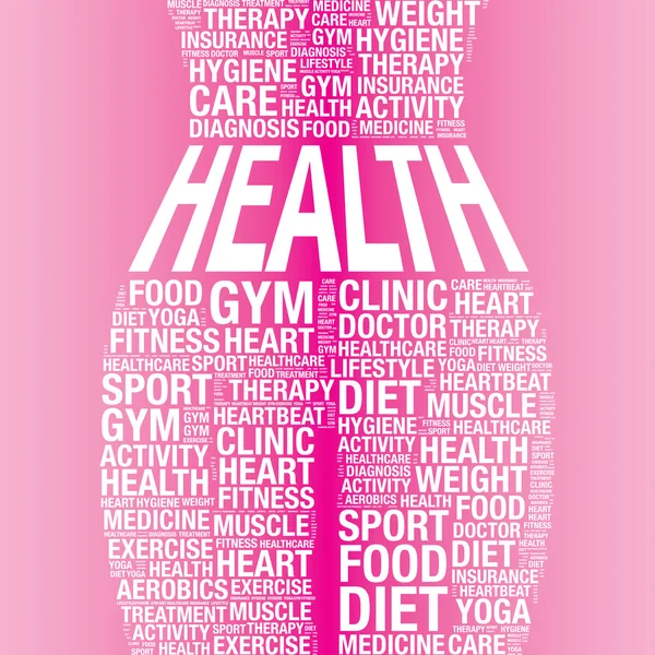 Health word in woman body lose weight concept vector illustration — Stock Vector
