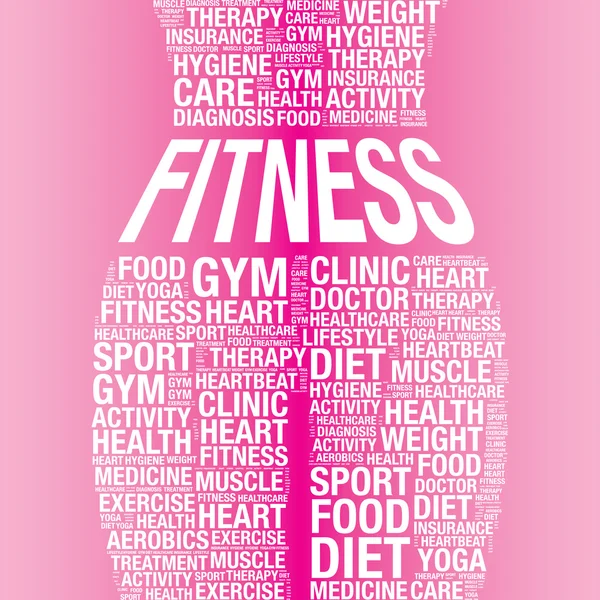 Parola fitness nel corpo della donna perdere peso concetto vettoriale illustrazione — Vettoriale Stock