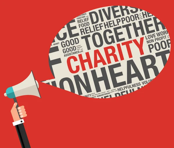 Charity in word cloud aiuto concetto vettoriale illustrazione — Vettoriale Stock