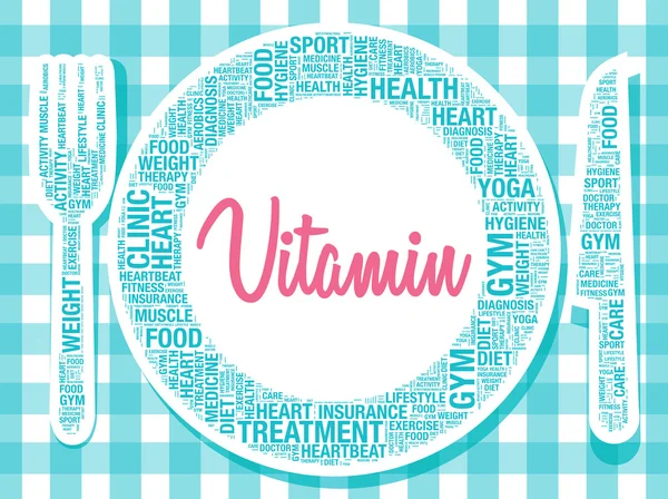 Vitamin auf dem Teller gesunde Ernährung Konzept Vektor Illustration — Stockvektor