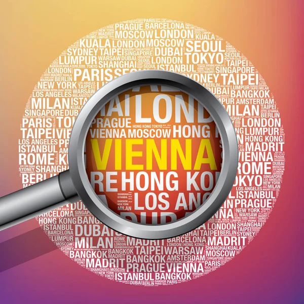 Wien i konceptuella resor word cloud vektor illustration konceptet — Stock vektor