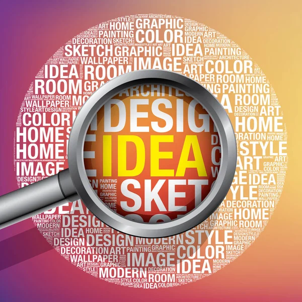 Idea in design word cloud vector illustration concept — Stock Vector