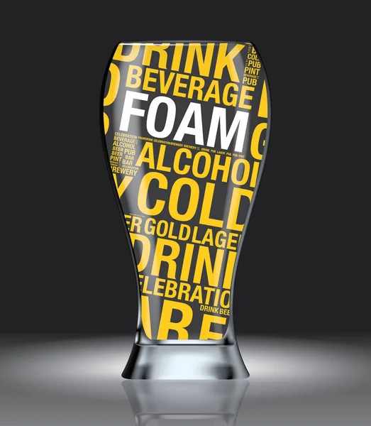 Glas Bier mit Word Cloud Design Konzeptvektor — Stockvektor