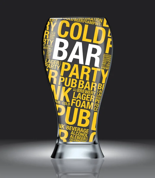 Verre de bière avec Bar mot nuage design vecteur — Image vectorielle