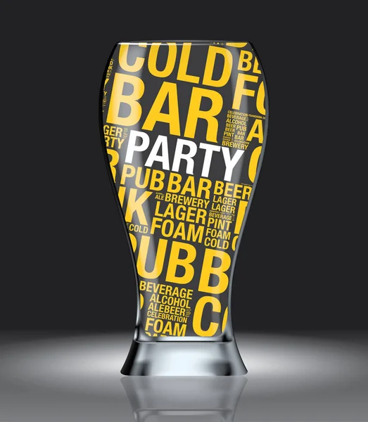 Verre de bière avec Party word cloud design vecteur — Image vectorielle