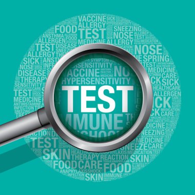 Alerji testi kavramı Büyüteç vektör çizim ile