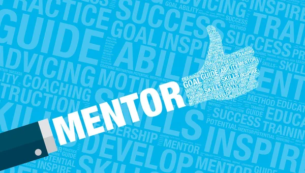 Conceito de mentor de coaching com polegares para cima ilustração vetorial — Vetor de Stock