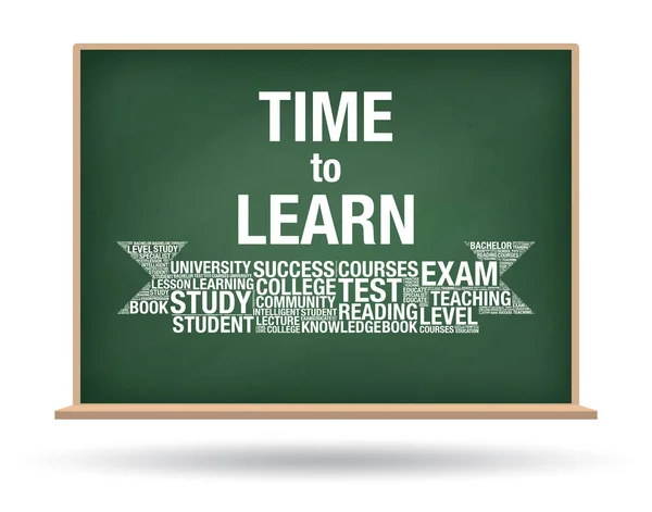 Time to Learn on green chalkboard isolated background — Stock Vector