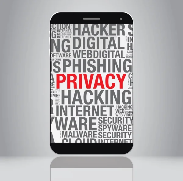 Privacy parola cloud sullo schermo del telefono cellulare concetto vettoriale — Vettoriale Stock