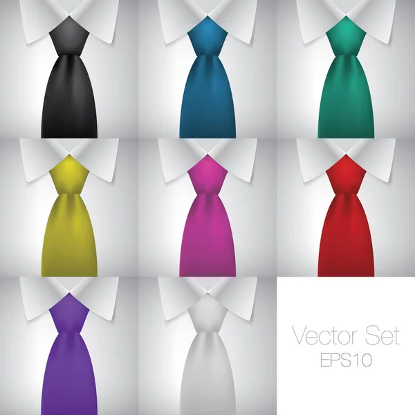Männer Krawatte und Hemd Vektor Kollektion Mode Krawatten Set — Stockvektor