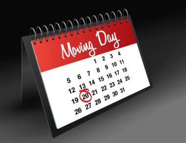 Takvim, vektör çizim üzerinde hareketli gün işareti