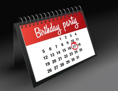 Doğum günü partisi işaretlemek takvimde, vektör çizim