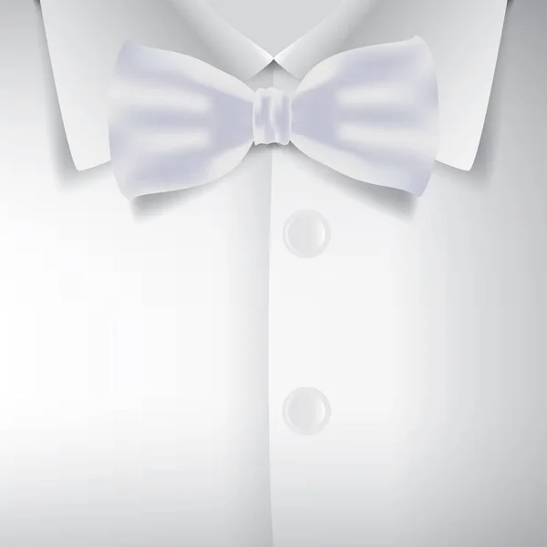 Pajarita realista e ilustración vectorial camisa blanca — Vector de stock