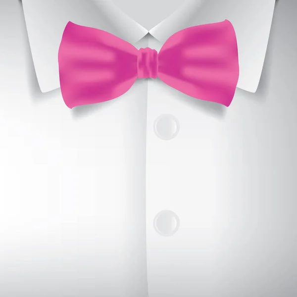 現実的な蝶ネクタイと白いシャツのベクトル イラスト — ストックベクタ