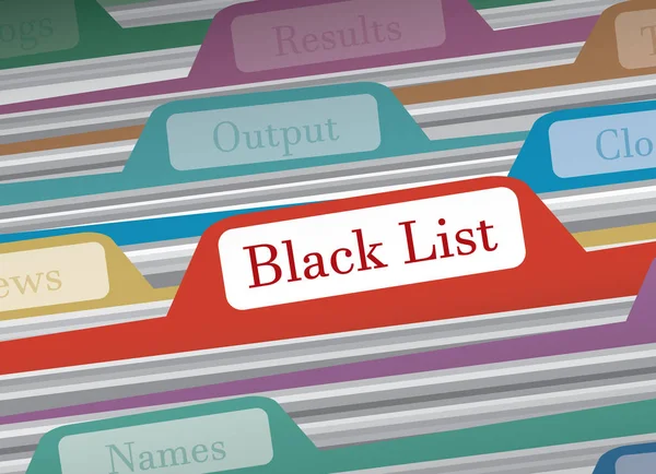 Dossier Liste noire dans les dossiers de fichiers illustration vectorielle de finances personnelles — Image vectorielle