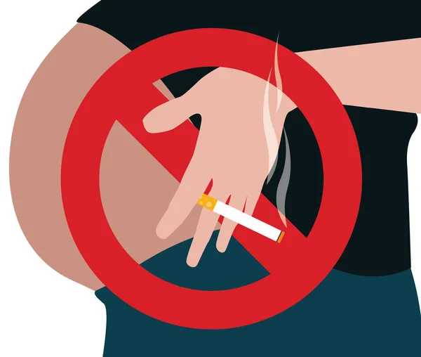 Dilarang merokok selama tanda vektor kehamilan - Stok Vektor