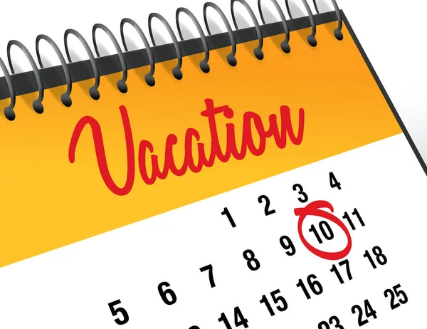 Segno di vacanza sul calendario, illustrazione vettoriale — Vettoriale Stock