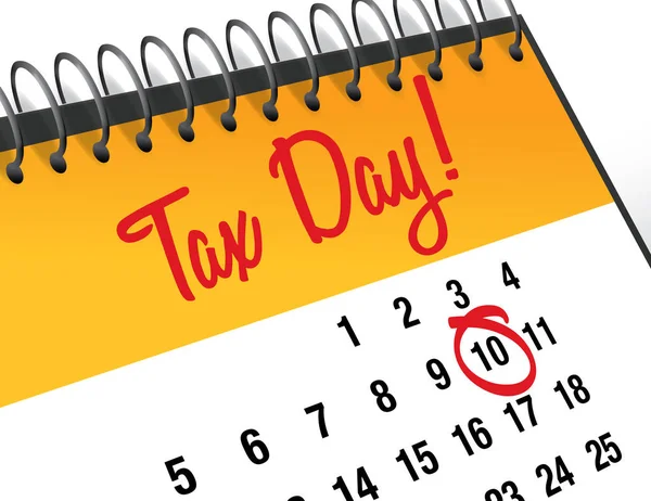 Tax Day mark on calendar, vector illustration — Stock Vector