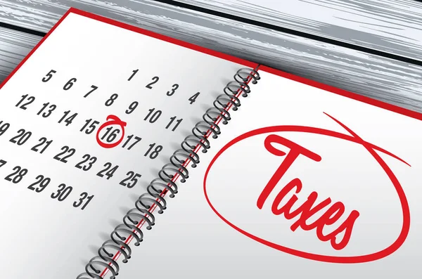 Belastingen dag mark op kalender, vectorillustratie — Stockvector