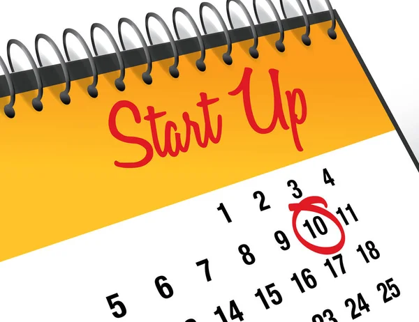 Opstarten mark op kalender, vectorillustratie — Stockvector